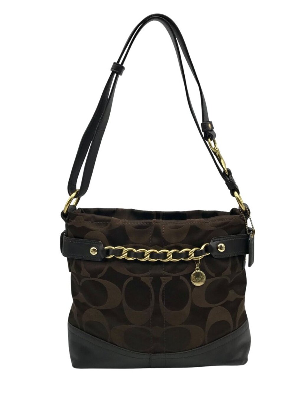 Coach Brown Canvas Signature Chain Convertible Shoulder Bag F18862